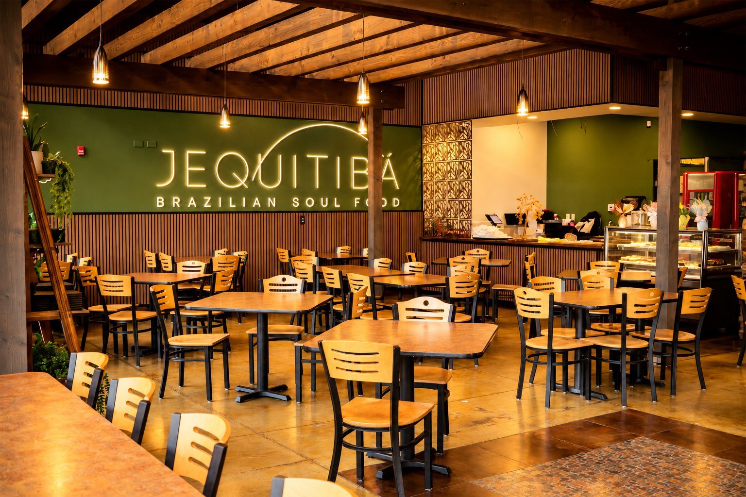 Restaurant interior illuminated sign